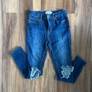 High waisted free people blown out skinny jeans
